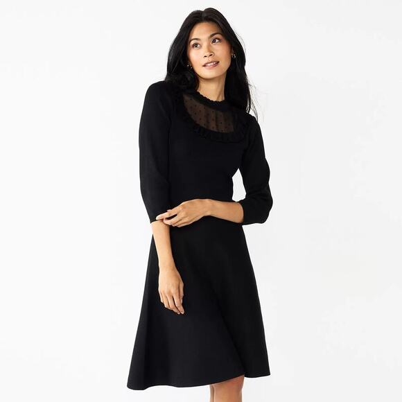 Draper James RSVP Fit & Flare Black Dress – Size XS - Picture 1 of 8
